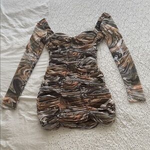 Zara Long Sleeve Marble Print Dress